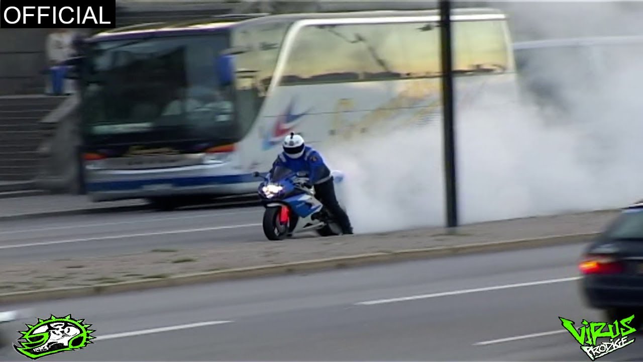 GSXR WHEELING & BURN IN FRONT OF THE CASTLE SWEDEN GHOST RIDER