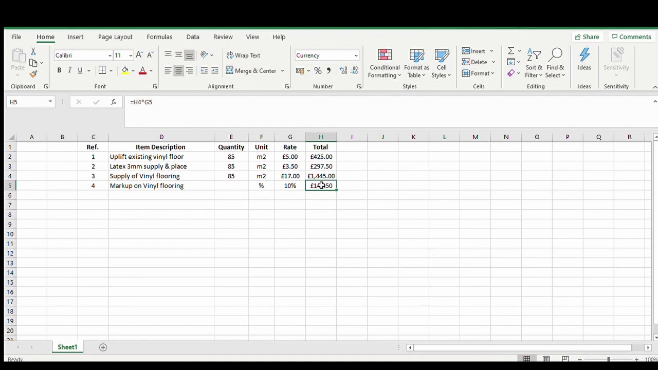 How to create simple construction estimates excel