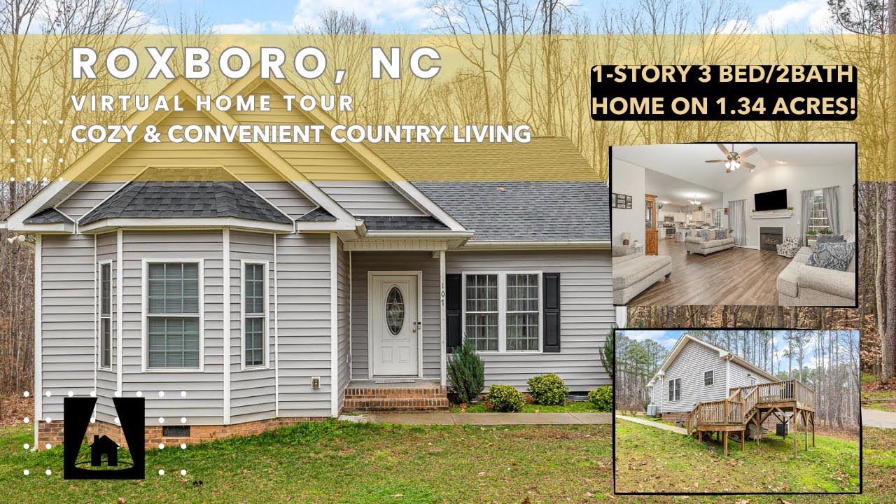 Roxboro North Carolina Virtual Home Tour | 3 bed 2 Bath Country Living! | Raleigh Durham Realtors