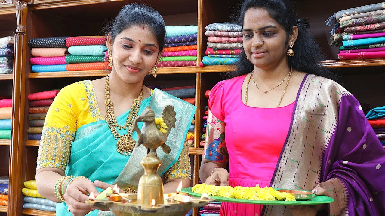 Shop Opening Special Vlog🥰 Budgetలో పైతాని చీరలు👌 Latest Paithani Saree Collection With Price👍