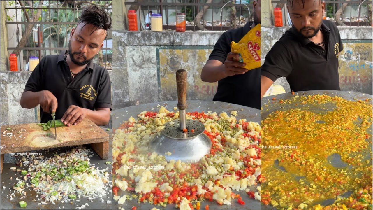 Mix Veg Pav Bhaji of Surat😱 | बैंगन भिंडी से बनी हुई पाव भाजी खायी है कभी | Indian Street Food