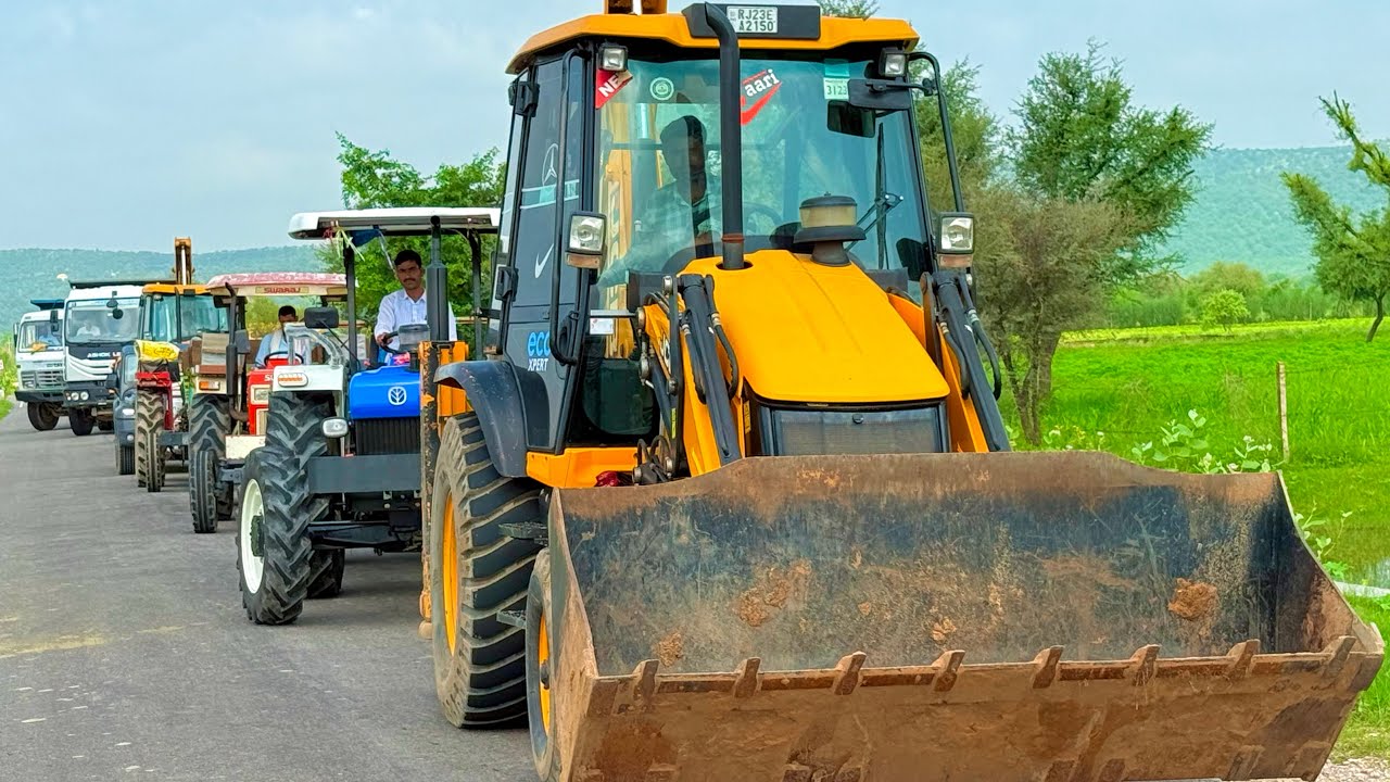 Jcb 3dx loading Mud in TATA Tippers Tractors Swaraj 855Fe New Holland 3630 Tractor newjcb Thar Truck