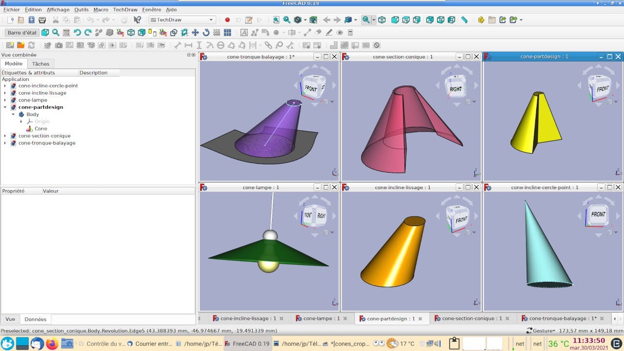 FreeCAD 0.19 Les cônes