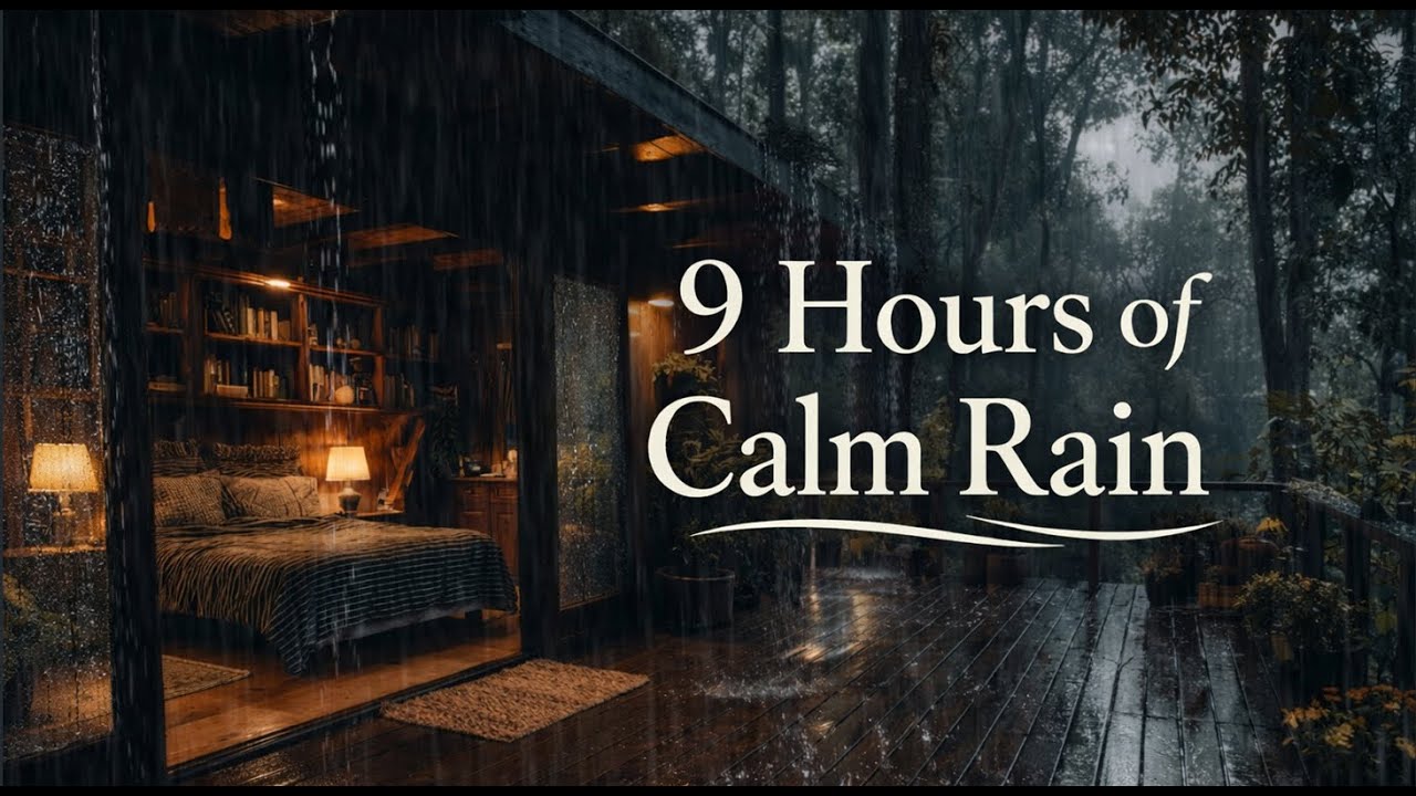 9 Hours of Calm Rain 🌧️ Cozy Forest Cabin Ambience for Sleep, Study & Relaxation