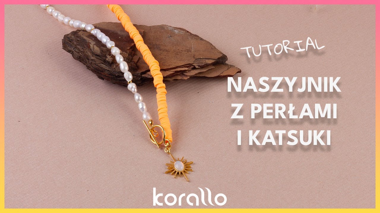 Naszyjnik z katsuki, perłami i zawieszką ze stali - #BiżuteryjneABC