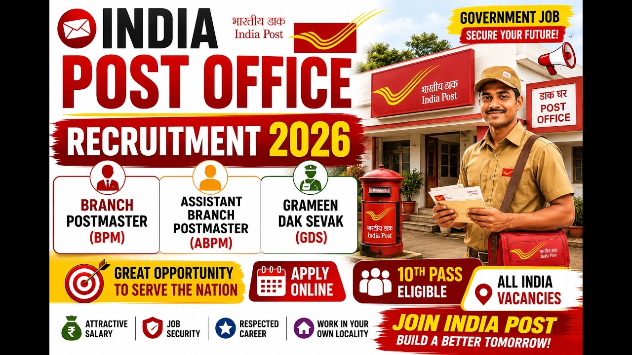 India Post Office Recruitment 2026 | Branch Postmaster (BPM) | (ABPM) | (GDS)