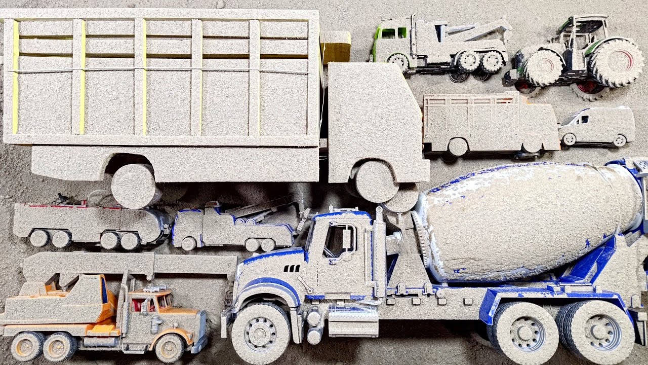 Temukan Mobil Mainan Terkubur dan Membersihkan Truk Oleng Besar, Truk Molen Besar, Mobil Pemadam