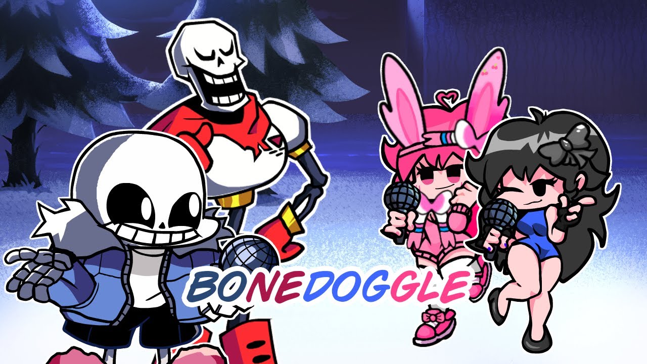 Bonedoggle (Sans y Papyrus vs Adc_GF y Cherry Pop) _ Friday Night Funkin'