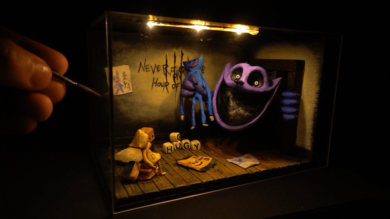 Creepy room diorama - Poppy Playtime CatNap and LITTLE NIGHTMARES / make with air dry clay