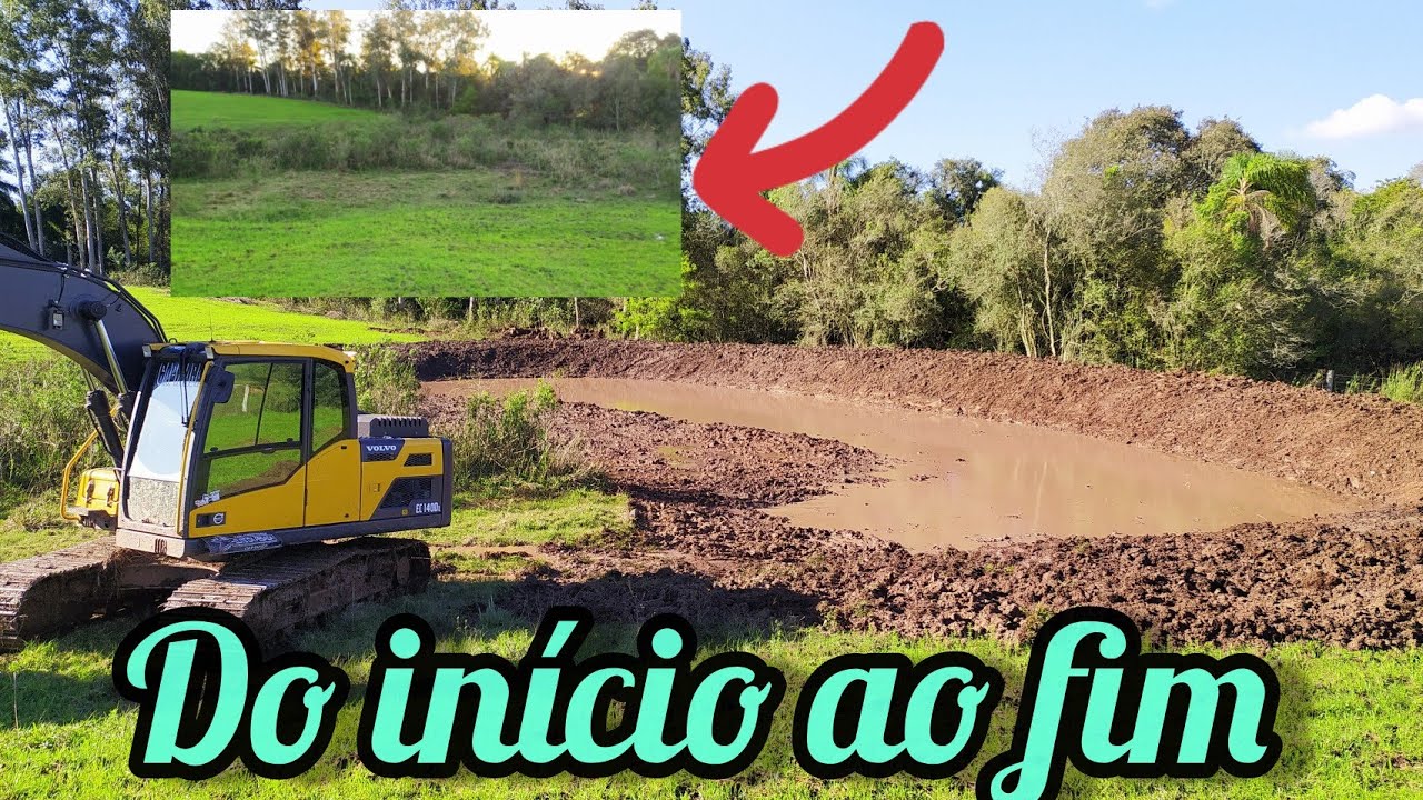 Escavadeira hidráulica fazendo açude operador capixaba