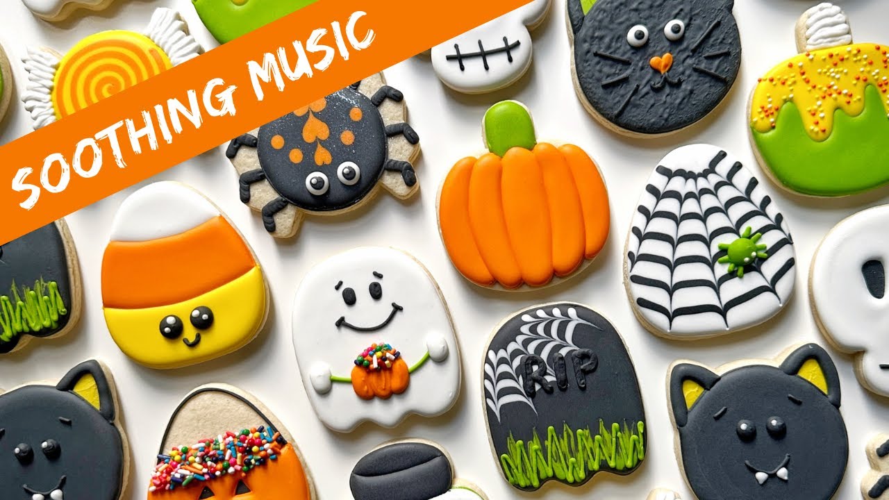 Halloween Cookies with SOOTHING MUSIC ~ Satisfying Cookie Decorating