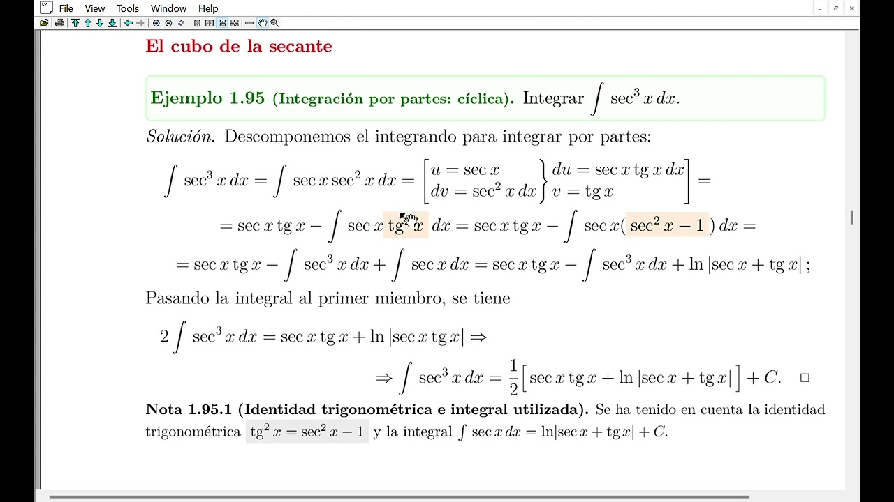 Integral del cubo de la secante