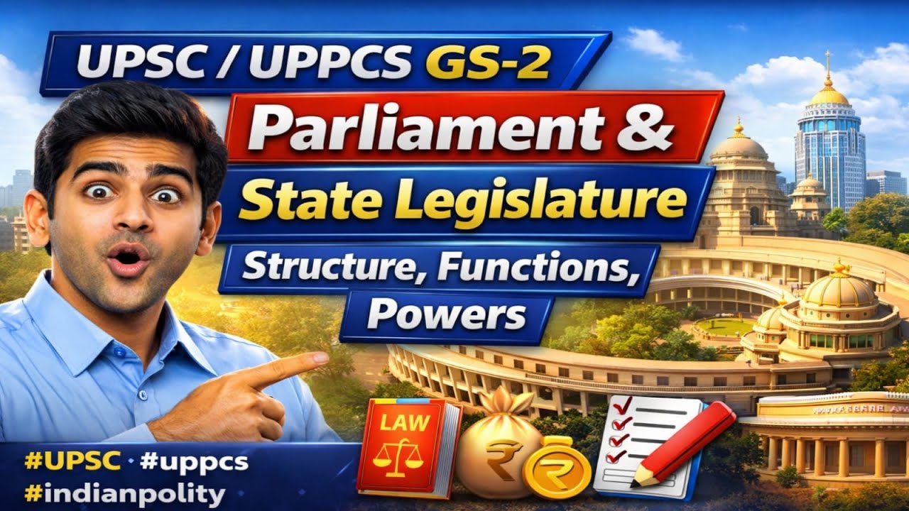 UPSC / UPPCS GS-2 | संसद और राज्य विधायिका | Structure Functions Powers Explained