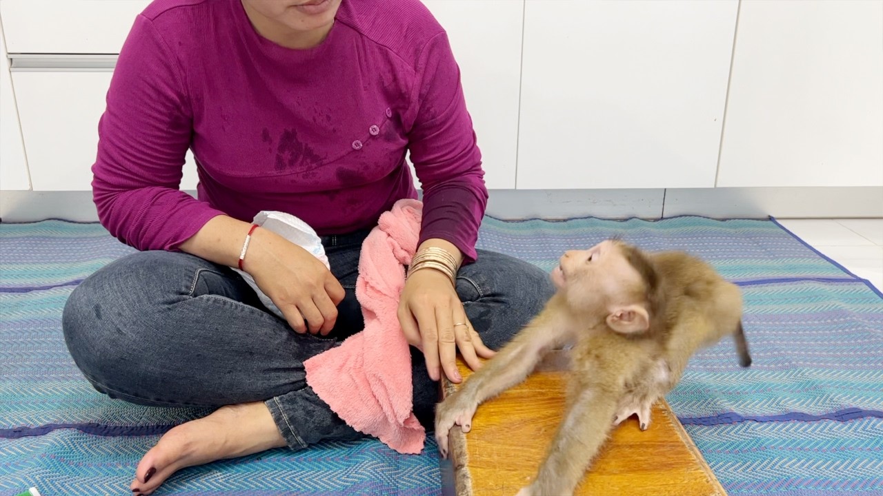 Silly Katy Show Her Naughty Gesture To Mom During Clean Up