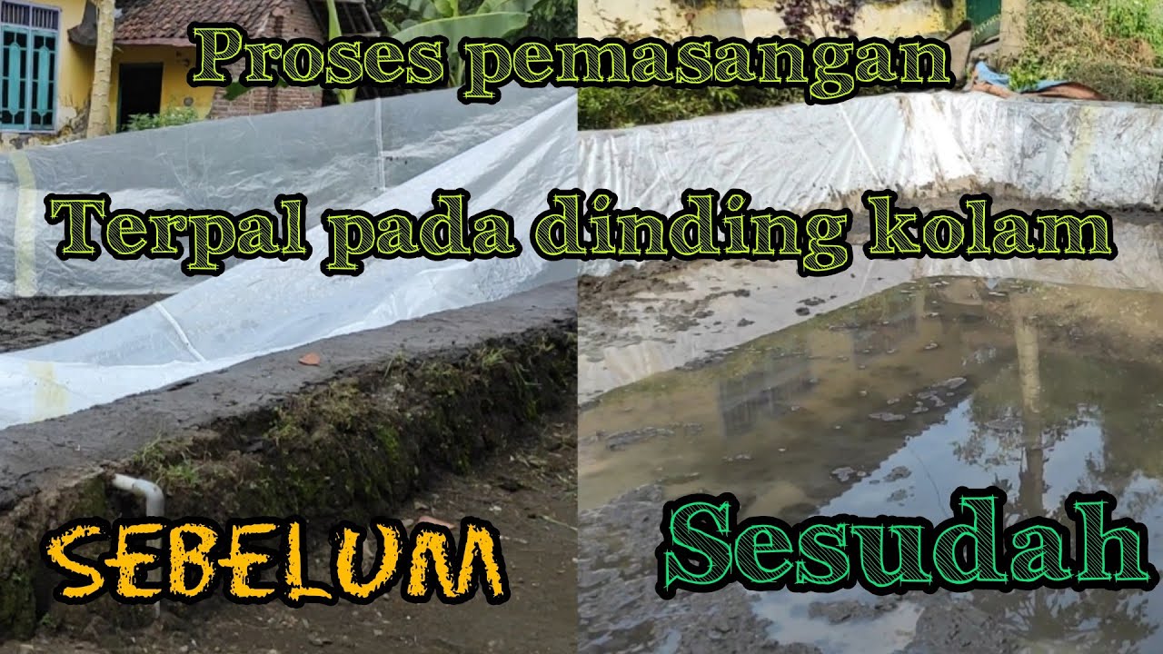 PROSES PEMASANGAN TERPAL PADA DINDING KOLAM