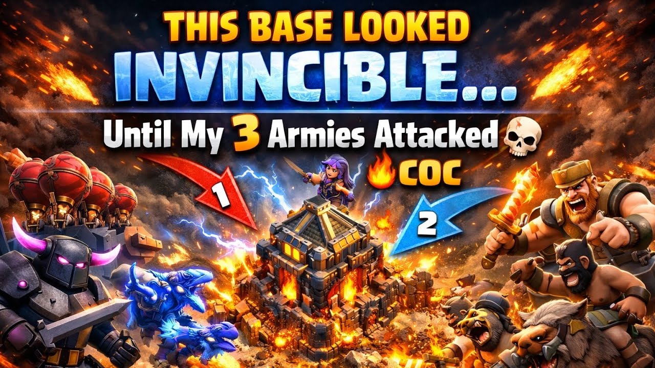 This Base Looked INVINCIBLE… Until My 3 Armies Attacked 💀🔥 | COC”