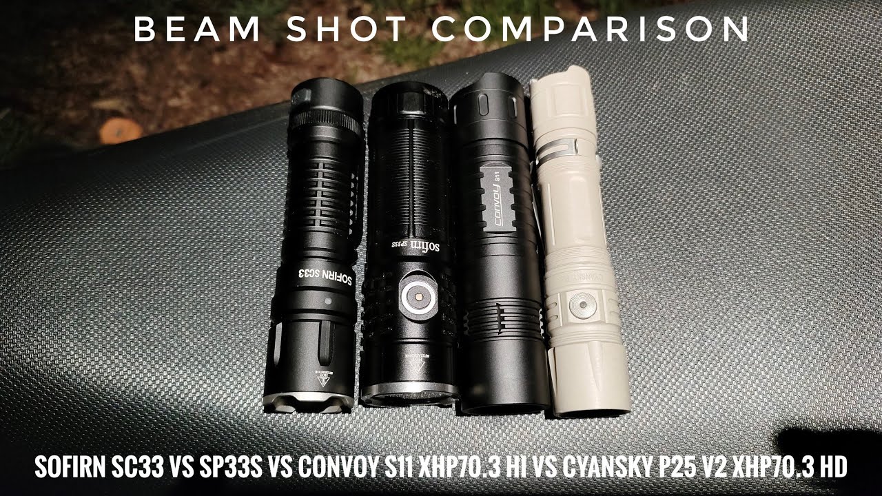 Beam Shot Comparison | Sofirn SC33 vs SP33S VS Convoy S11 XHP70.3 HI VS Cyansky P25 V2 XHP70.3 HD