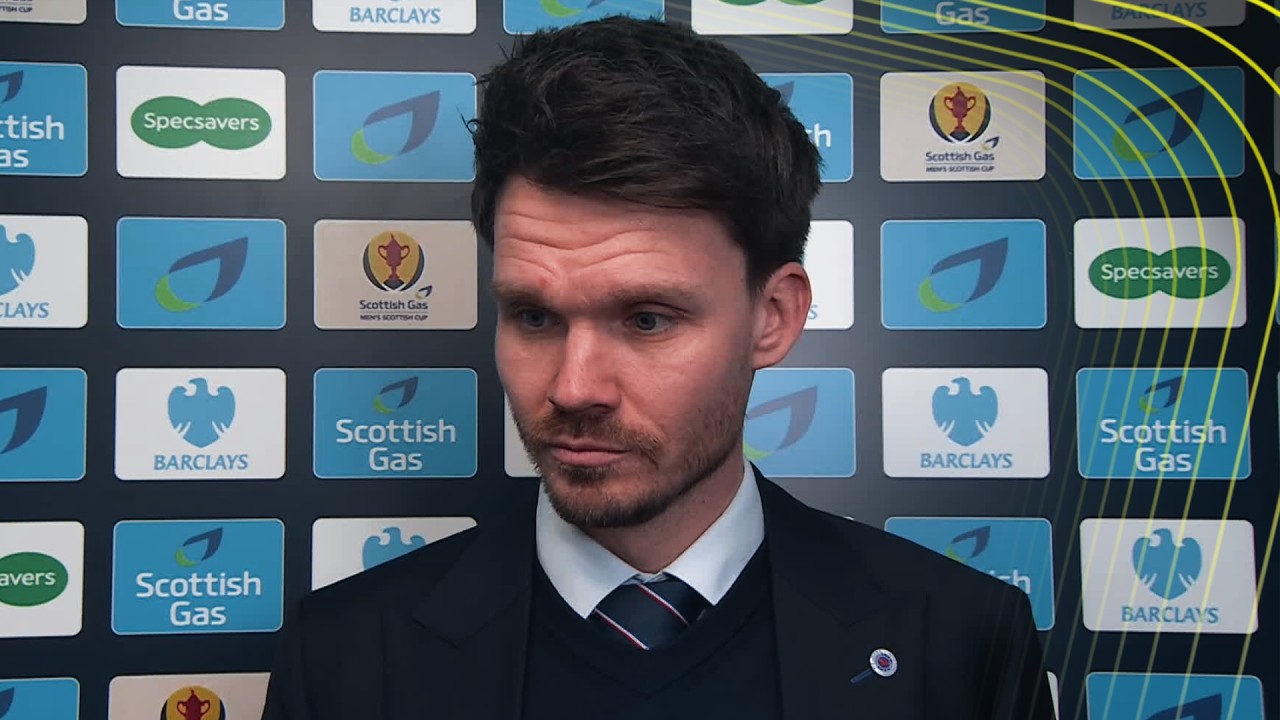 Rangers head coach Danny R&ouml;hl reacts to his side's penalty shootout defeat to Celtic