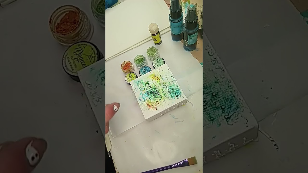 sparkly background ✨ the start of a mini canvas #mixedmedia #dailyartpractice