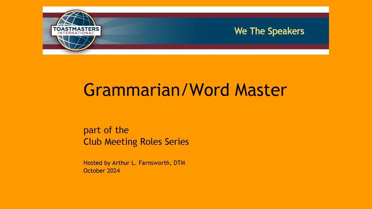 Grammarian/Word Master club meeting role