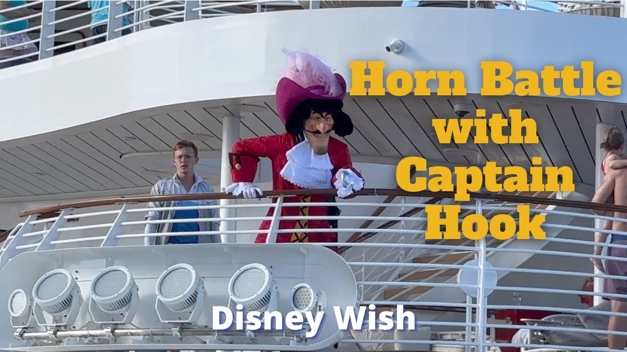 Disney Wish and Fantasy Horn Battle with Captain Hook at Castaway Cay