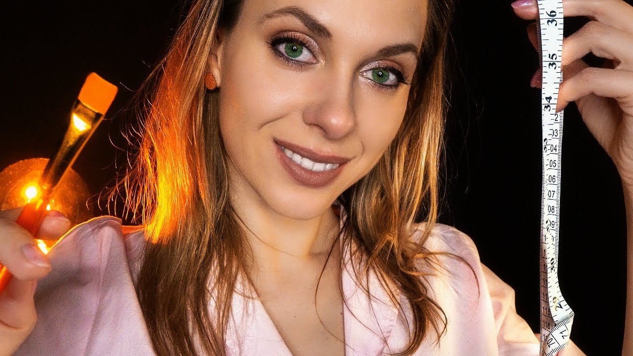 ASMR Measuring Your Face & painting You for Sleep, Personal attention and RAIN