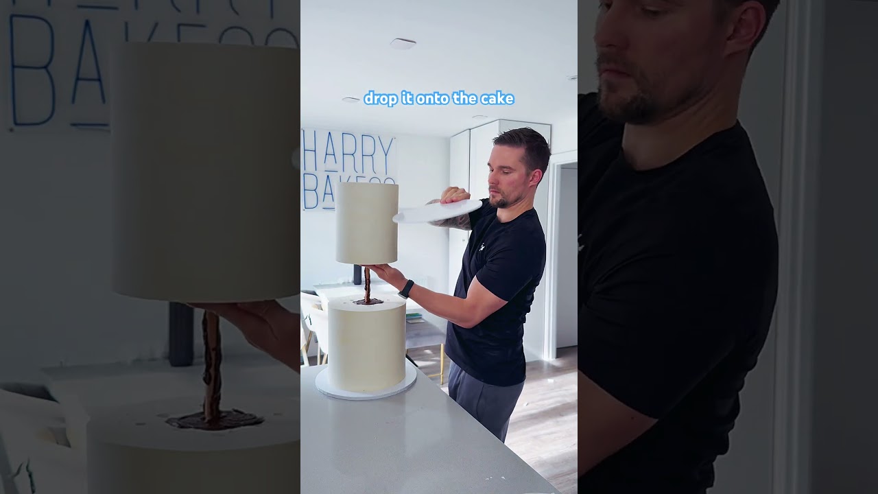 Stacking a two tiered wedding cake. All recipes at HarryBakess.com🙏#weddingcake #cakerecipe