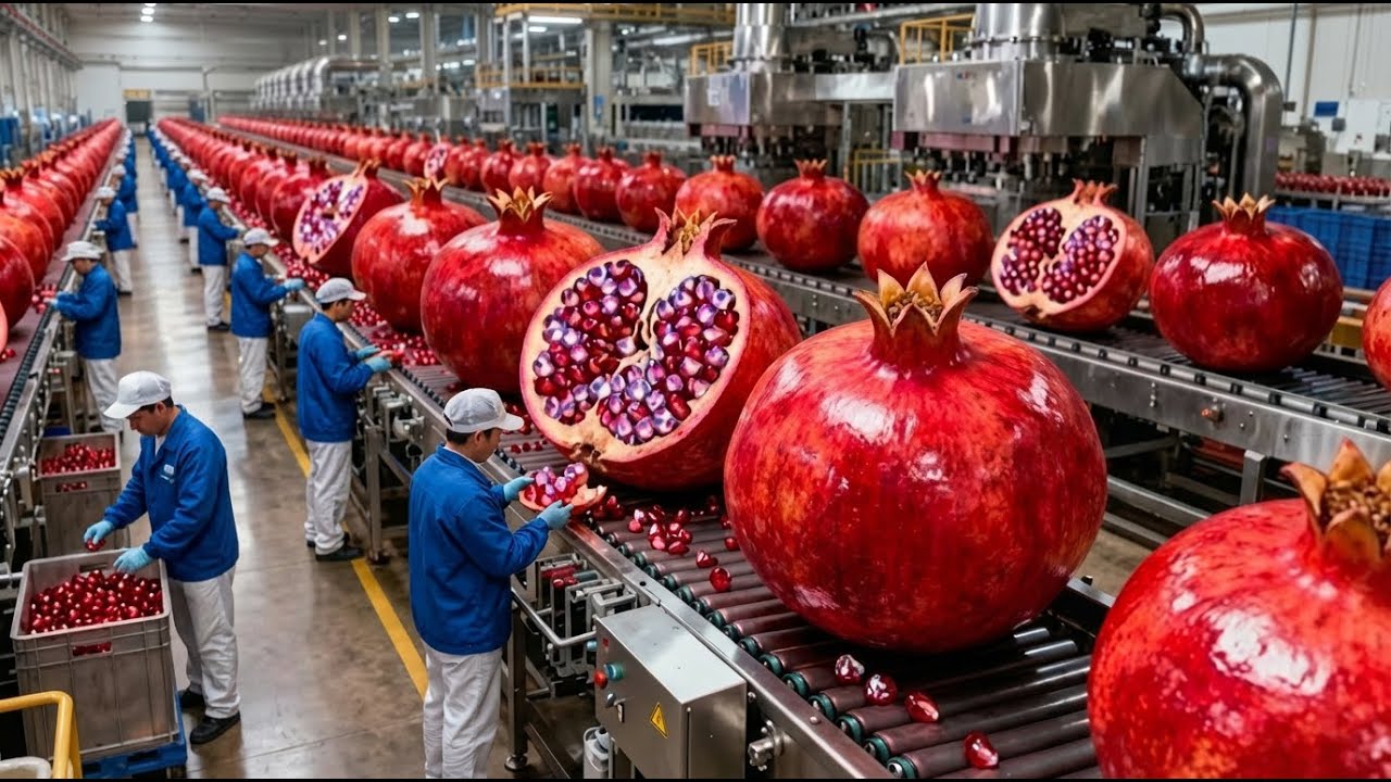 Inside a Modern Pomegranate Factory: From Farm to Delicious Drink (Full Process)