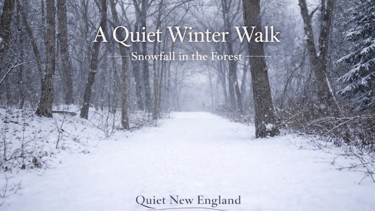Snowfall Walk in a Quiet Winter Forest ❄ Peaceful Snow Ambience (New England)
