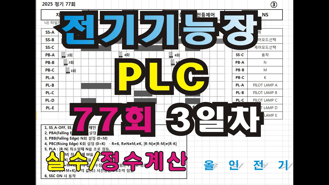 전기 기능장 기출문제 77회 3일차2과제 plc 실수와 정수를 구분하고 절사 반올림 학습 #전기기능장 #올인전기 #전기기능장_plc