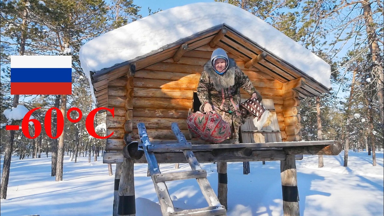 Far from people in the forest the northern Khanty people survive alone in the freezing cold. Siberia
