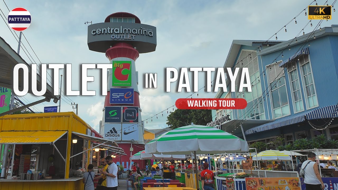🇹🇭 4k Central Marina Outlet Pattaya Shopping Food & Local Market