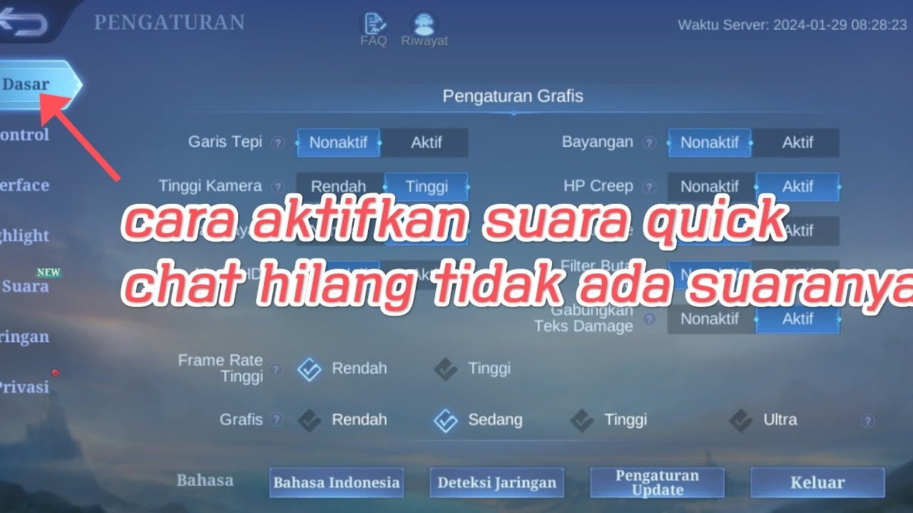 CARA MENGATASI SUARA QUICK CHAT ML HILANG TIDAK ADA SUARANYA  SETELAH UPDATE 2024