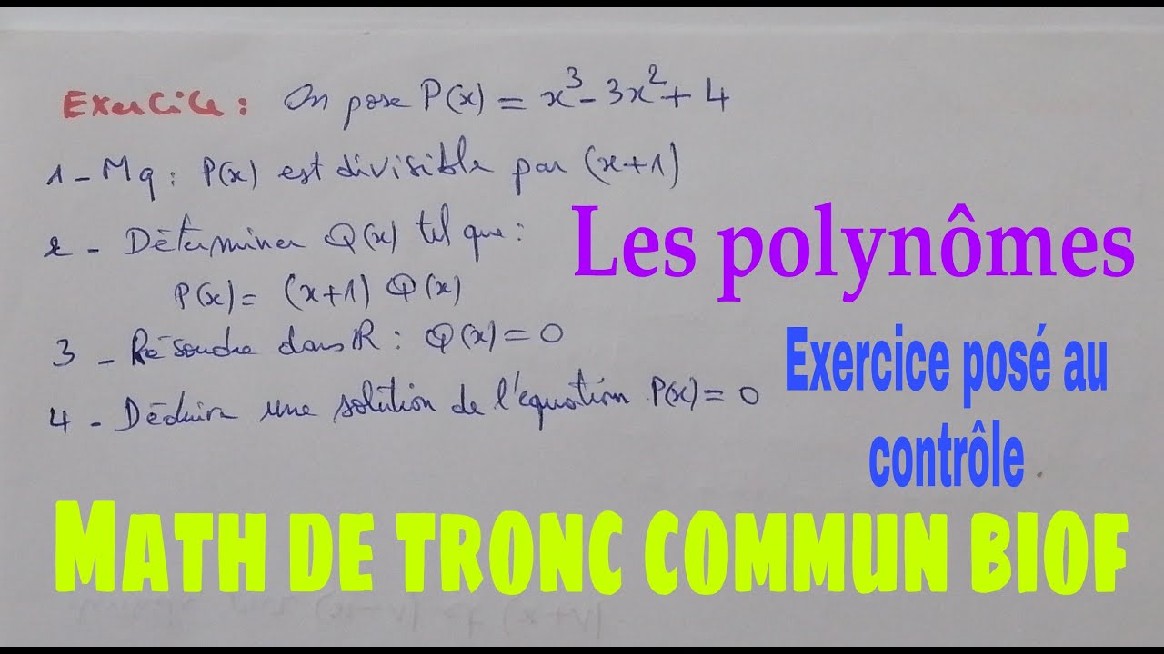 les polynomes .....math de tcs biof.... preparation au controle