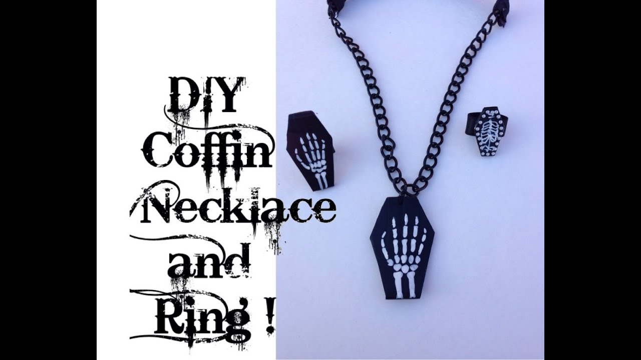 DIY COFFIN NECKLACE AND RING !!! (Collar y anillo de ataúd)