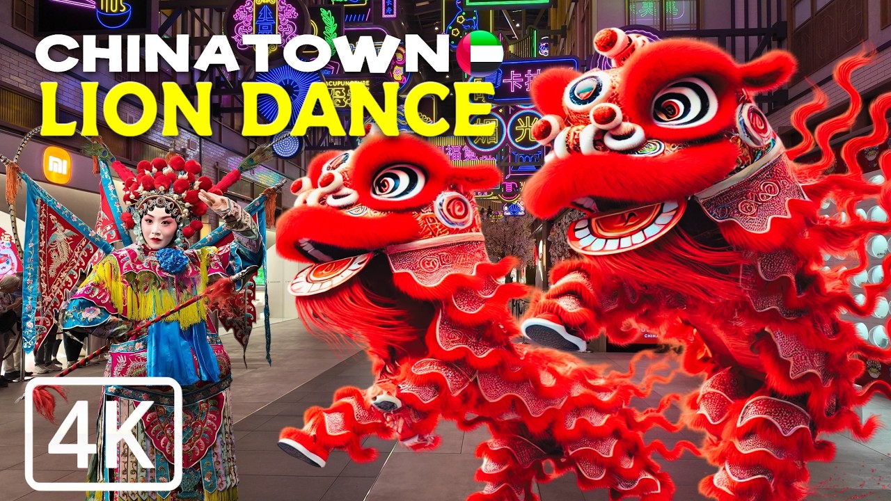 CHINESE New Year Lion Dance 农历新年舞狮 | Dubai Mall Chinatown | Face-Changing Magic & Peking Opera Dance