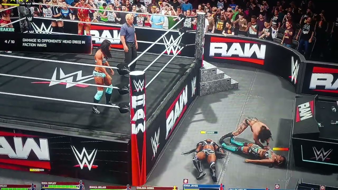 WWE 2k25 faction wars stage 1 Main event women's 4 on 4 tag team match Wednesday February 4th 2026