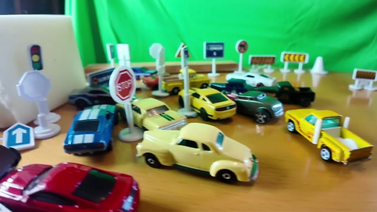 Diecast cars in slow motion