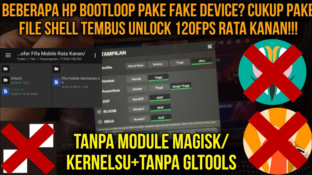 🔥1 Click Unlock Fc Mobile/Fifa Mobile 60-120Fps Rata Kanan Ultra Graphics No Module Magisk+Gltools