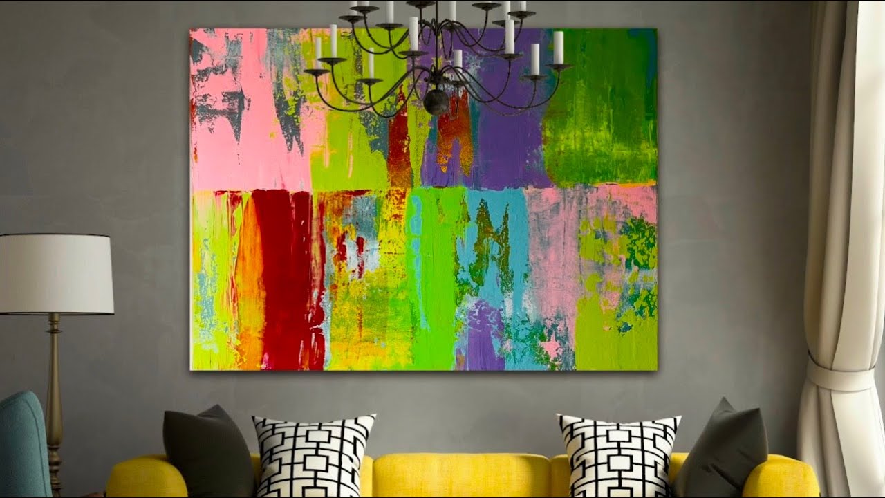 Easy Abstract Painting Technique for a Extra Large Canvas. Contemporary Art. #painting #art #canvas