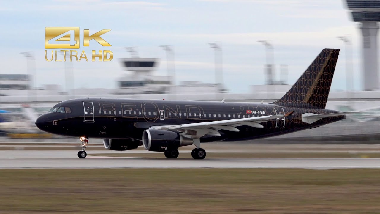 (4K) Airbus A319-111 from Beond 8Q-FBA departure at Munich Airport MUC EDDM