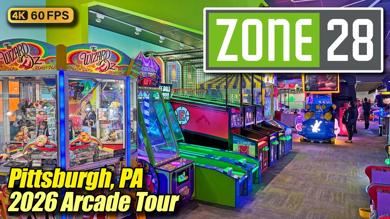 Zone 28 (Pittsburgh PA), January 2026 arcade tour, new 4K full walkthrough