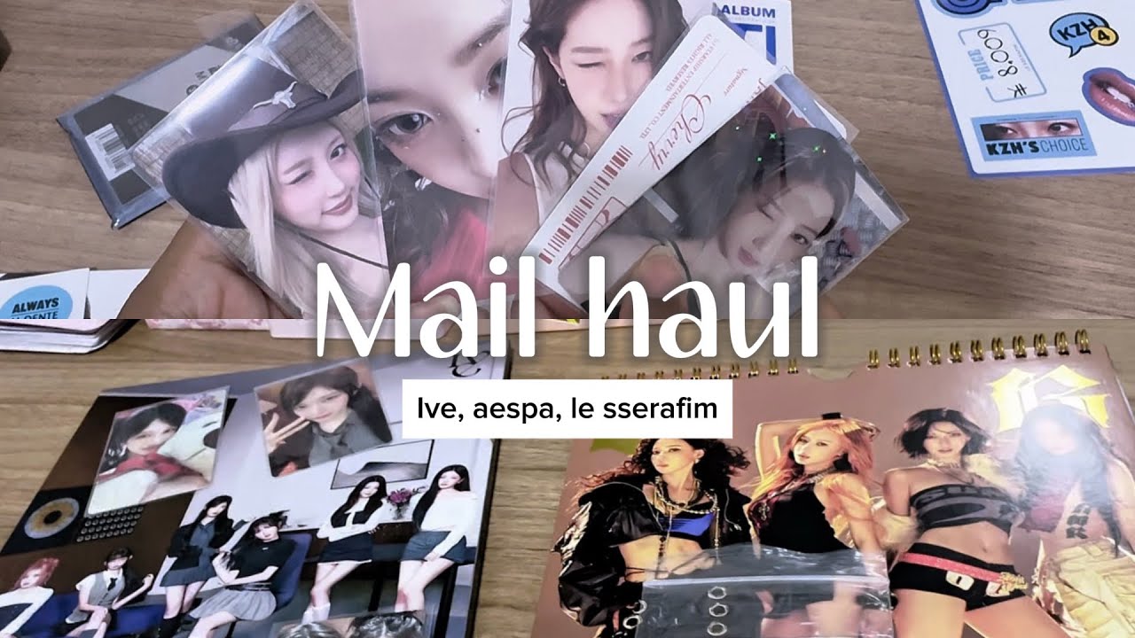 [mail haul] Compras de kpop! Álbuns, photocards [ive, aespa, le sserafim]