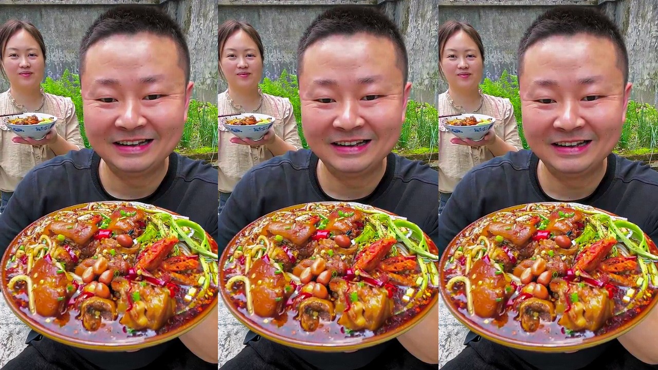 Eating With Axing Spicy Noodles With Pork Belly & Stir-Fried Bacon | Satisfying ASMR Mukbang