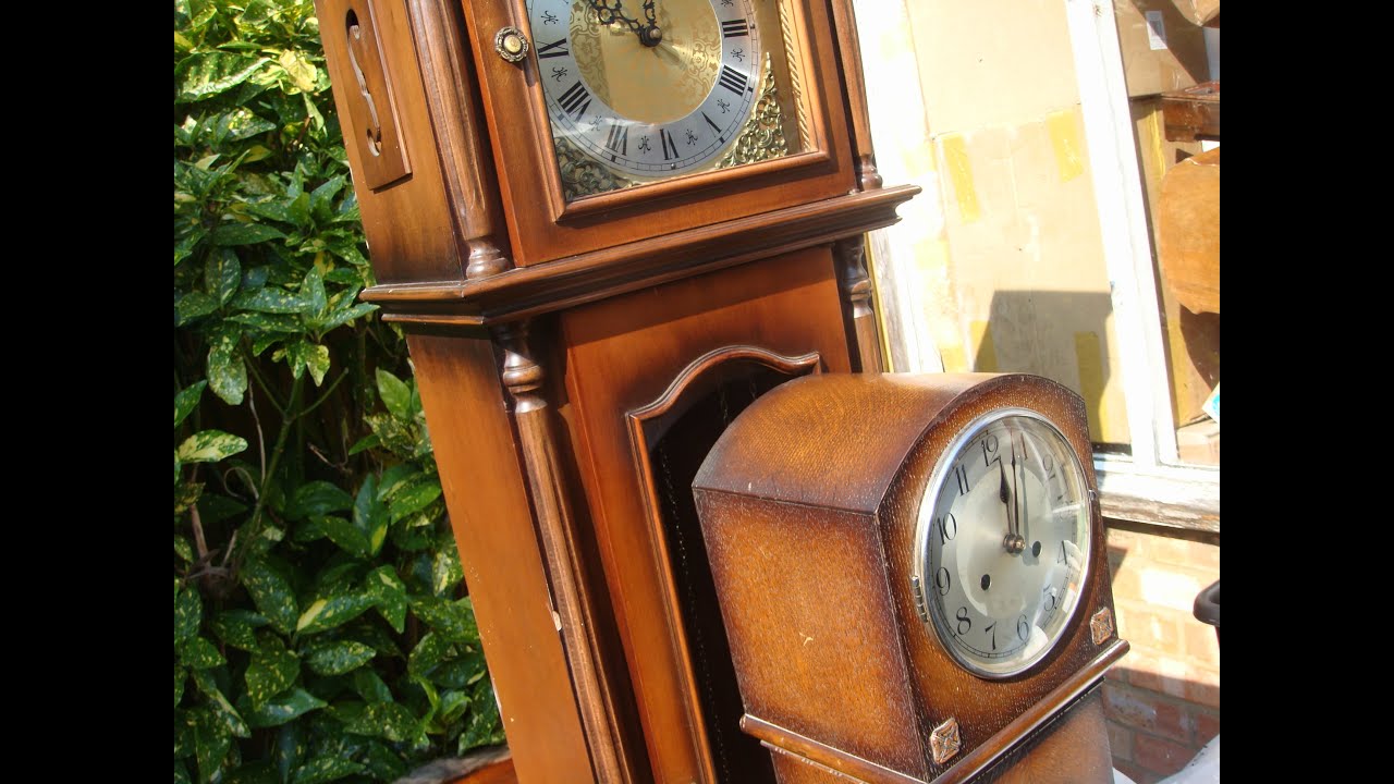 German Grandfather Longcase Westminster & Vintage Granddaugher Clock  SEE VIDEO