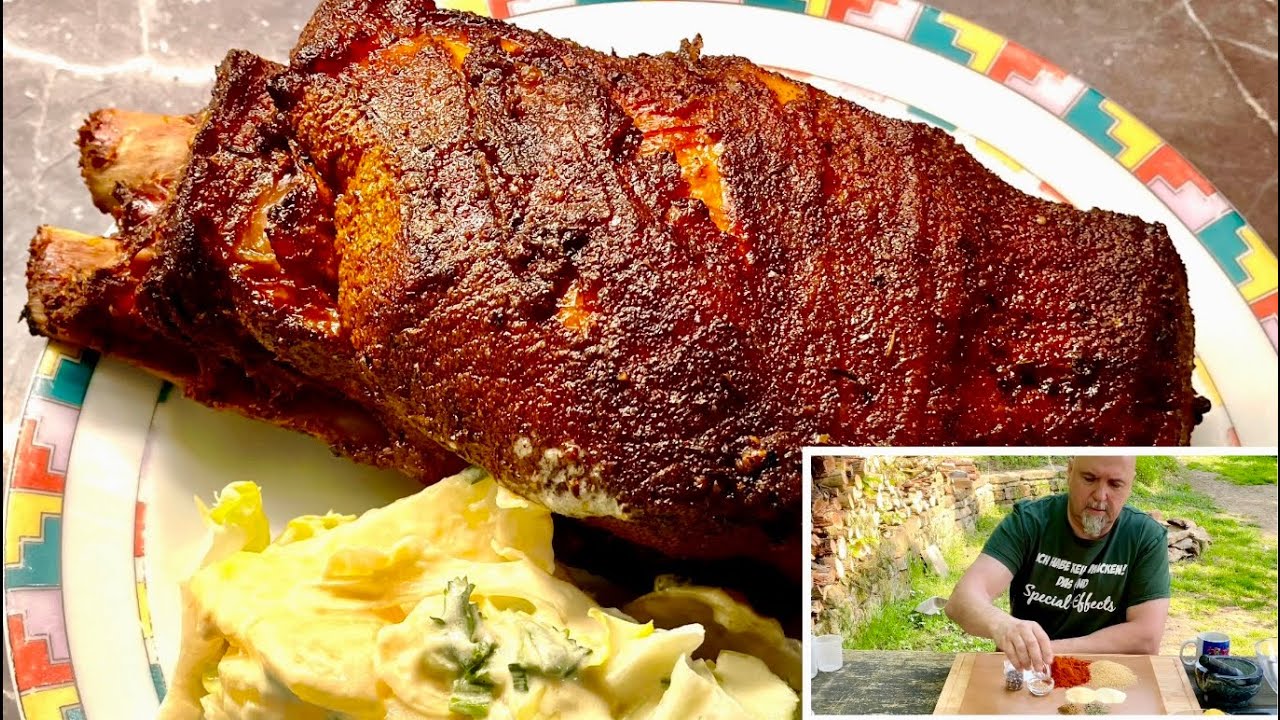 Dicke Rippe im Smoker mit selbstgemachtem Rub