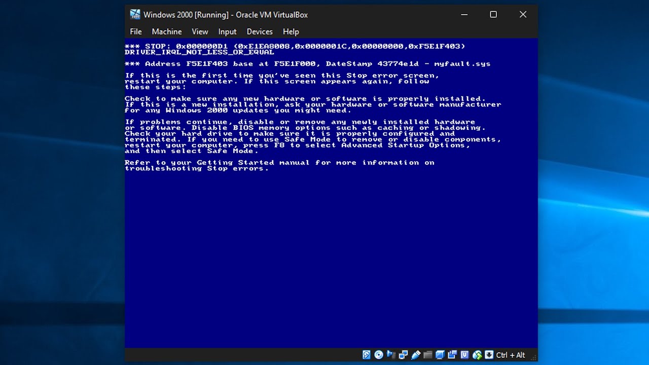 Windows 2000 BSOD Compilation VM
