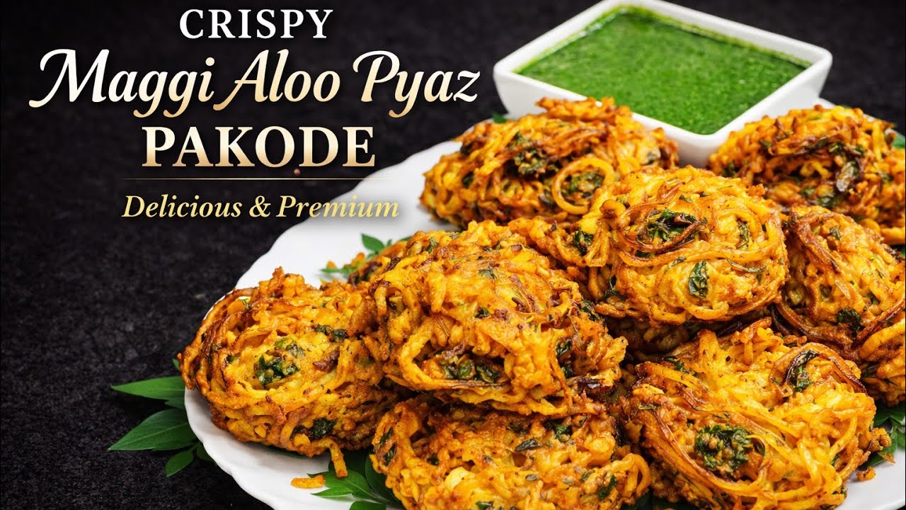🔥 Crispy Maggi Aloo Pyaz Pakode Recipe | Itne Crunchy Kabhi Nahi Banaye! Intro and script likh k do