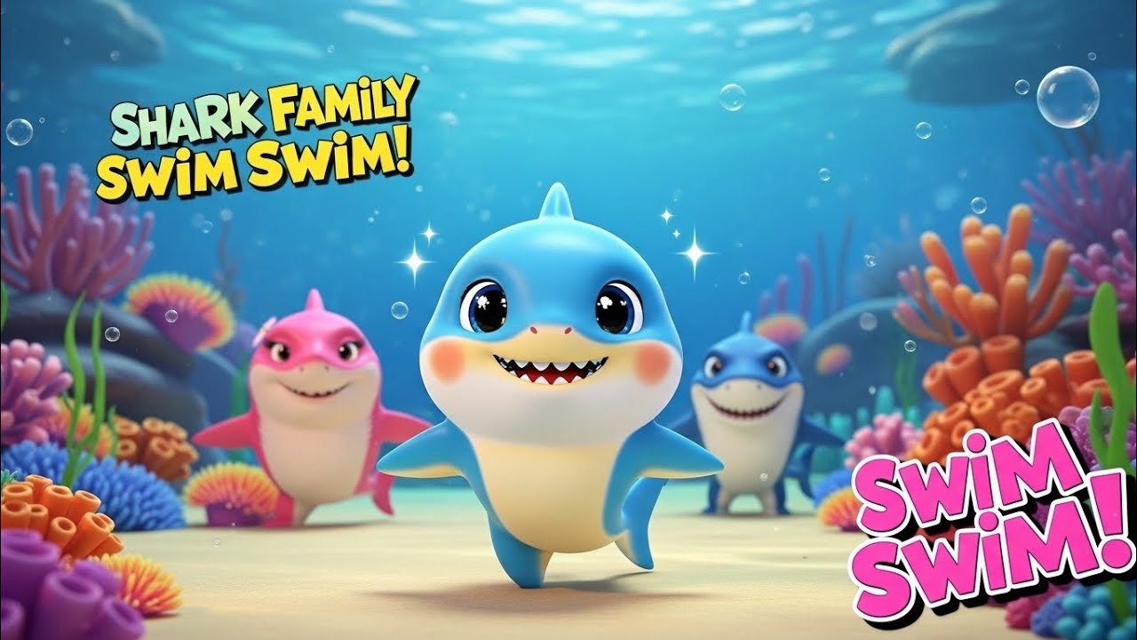Shark Family Swim Swim Swim 🦈 | Kids Dance Song & Nursery Rhyme
