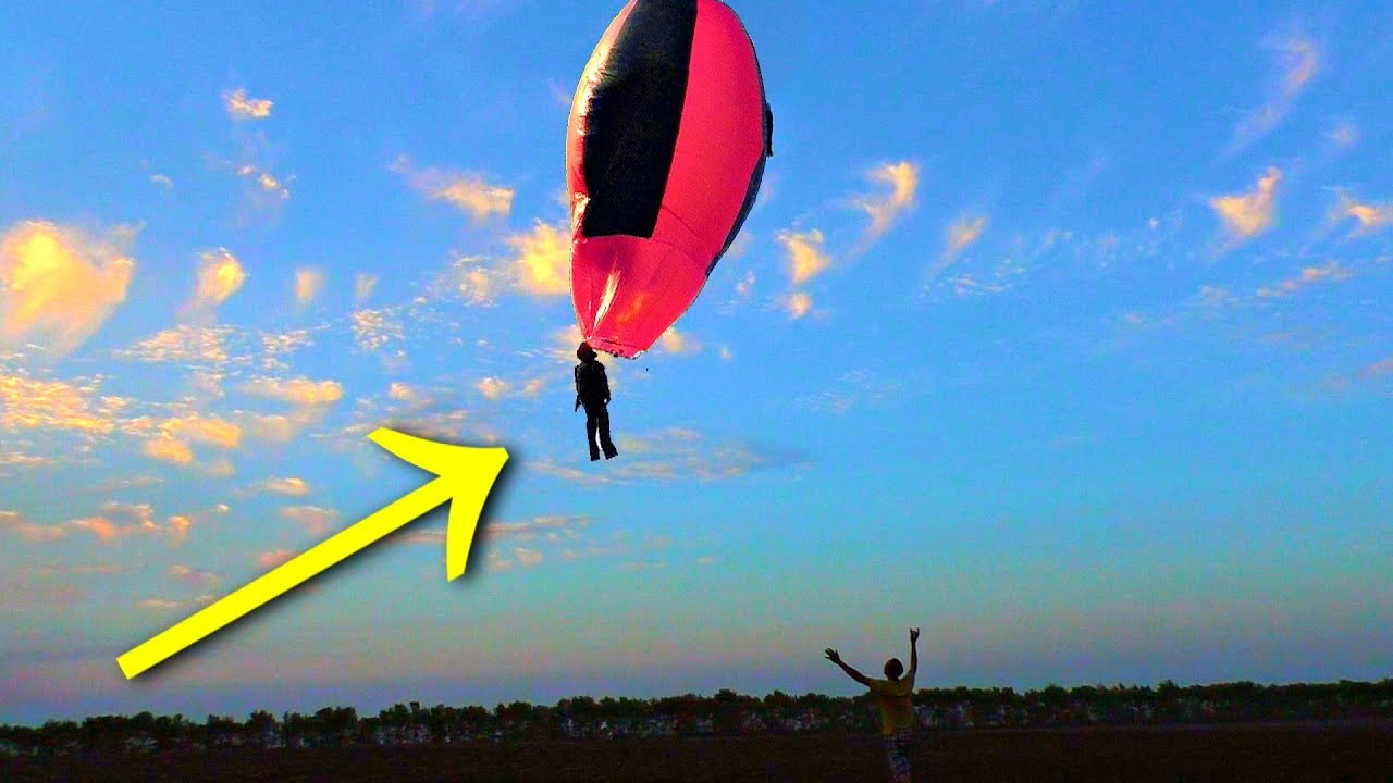 A Stuntman + A Hot Air Balloon = an Extreme Flying!